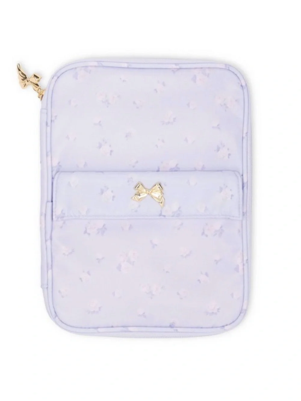 LoveShackFancy Lavender Floral Tech Organizer with Gold Bow Accent